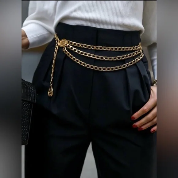 True Religion 3 Tier Gold Chain Belt - Picture 7 of 11